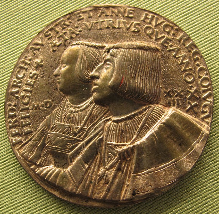 Ferdinand I. a Anna Jagellonská, medaile, 1523. Anna Jagelonská – manželka Ferdinanda I., přednáší Jaroslava Hausenblasová